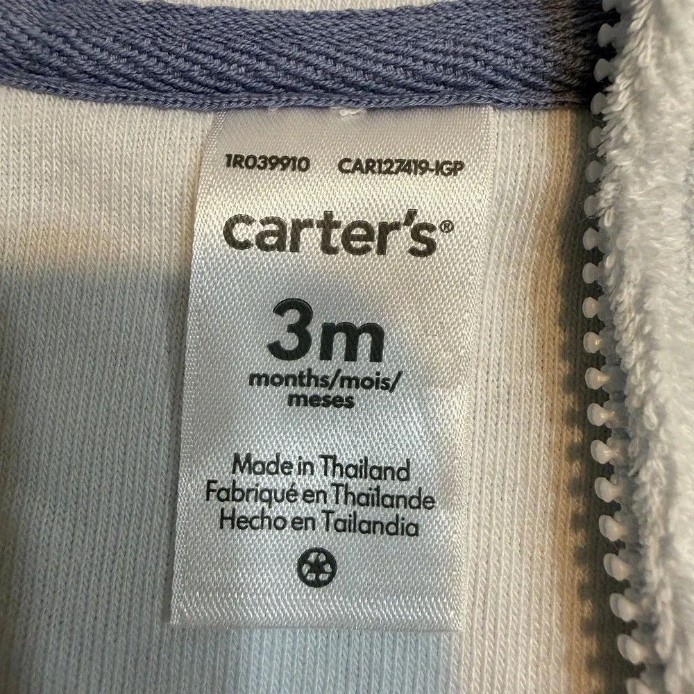 Carters baby terry light blue sweatshirt pant‎ set 3 months NEW